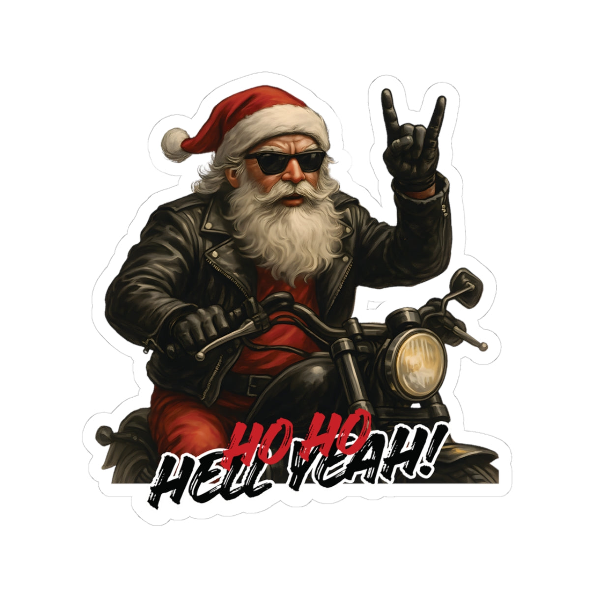 Rocker Santa Christmas Sticker, 4 Size Option