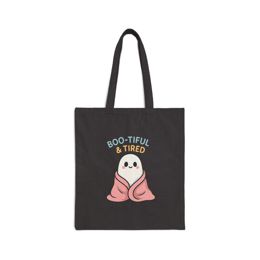 Boo-tiful & Tired Halloween-Themed Tote Bag, Funny Canvas Bag
