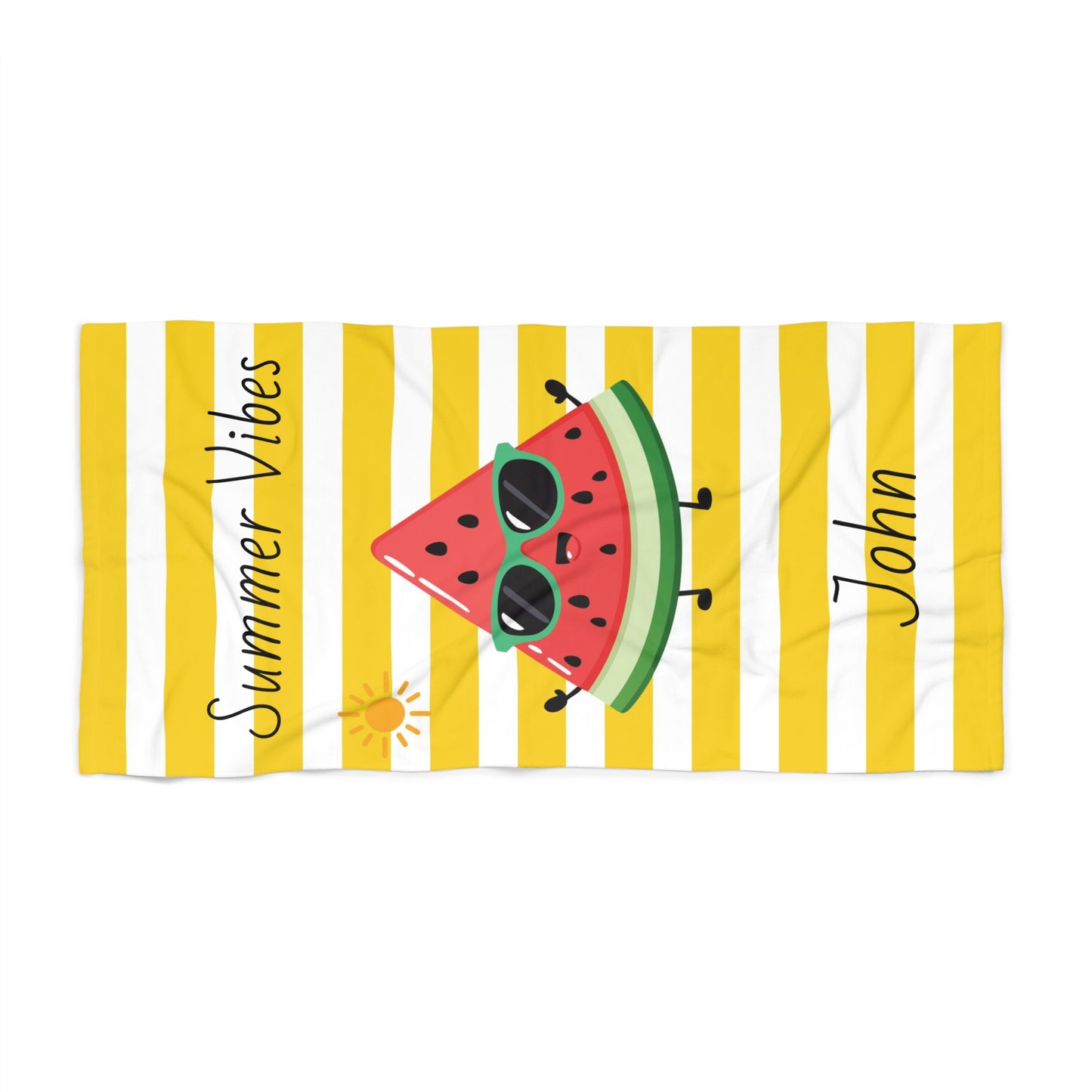 Summer Vibes Watermelon Beach Towel — Personalized Name Towel