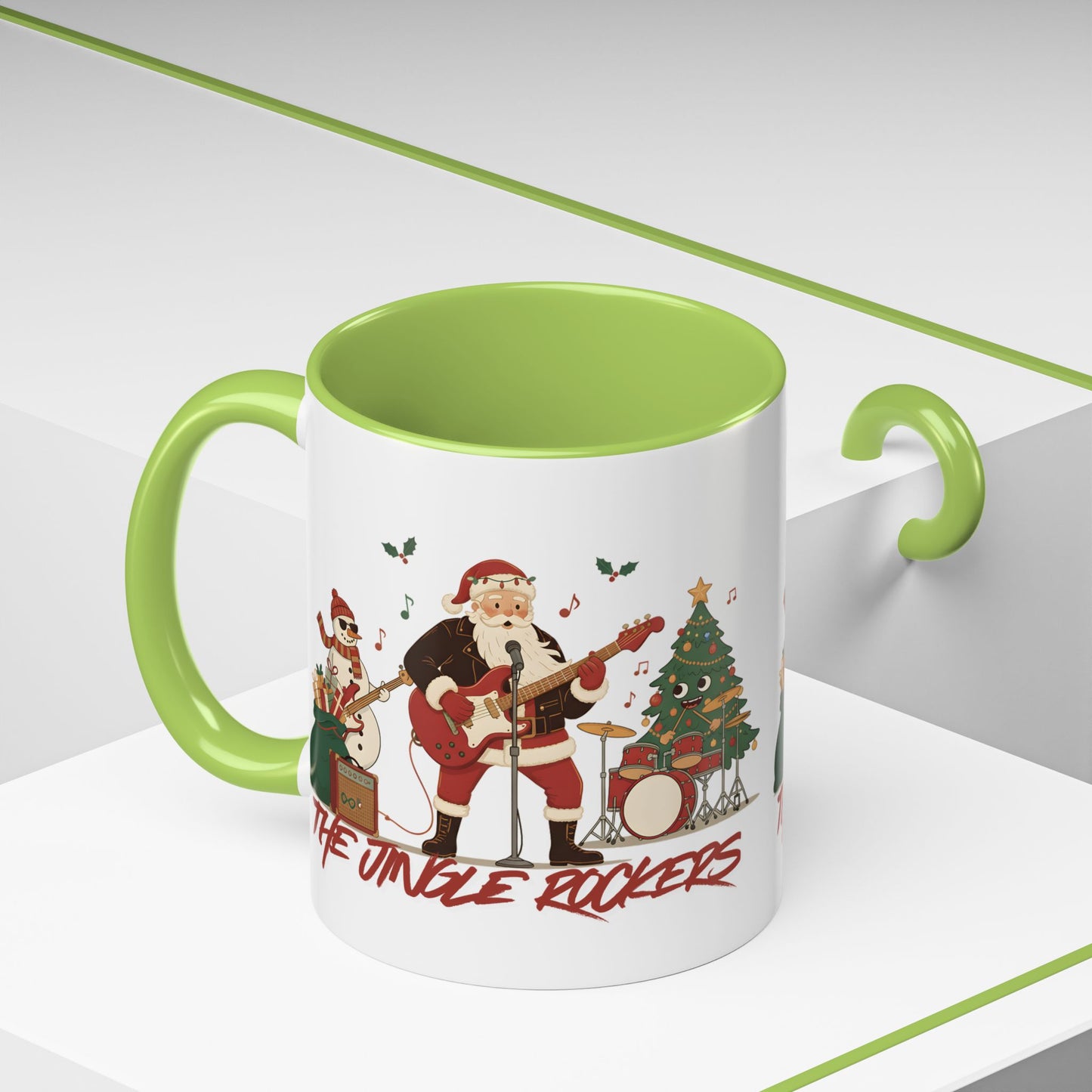 Christmas Coffee Mug — “The Jingle Rockers” Band Accent Mug (11/15oz)