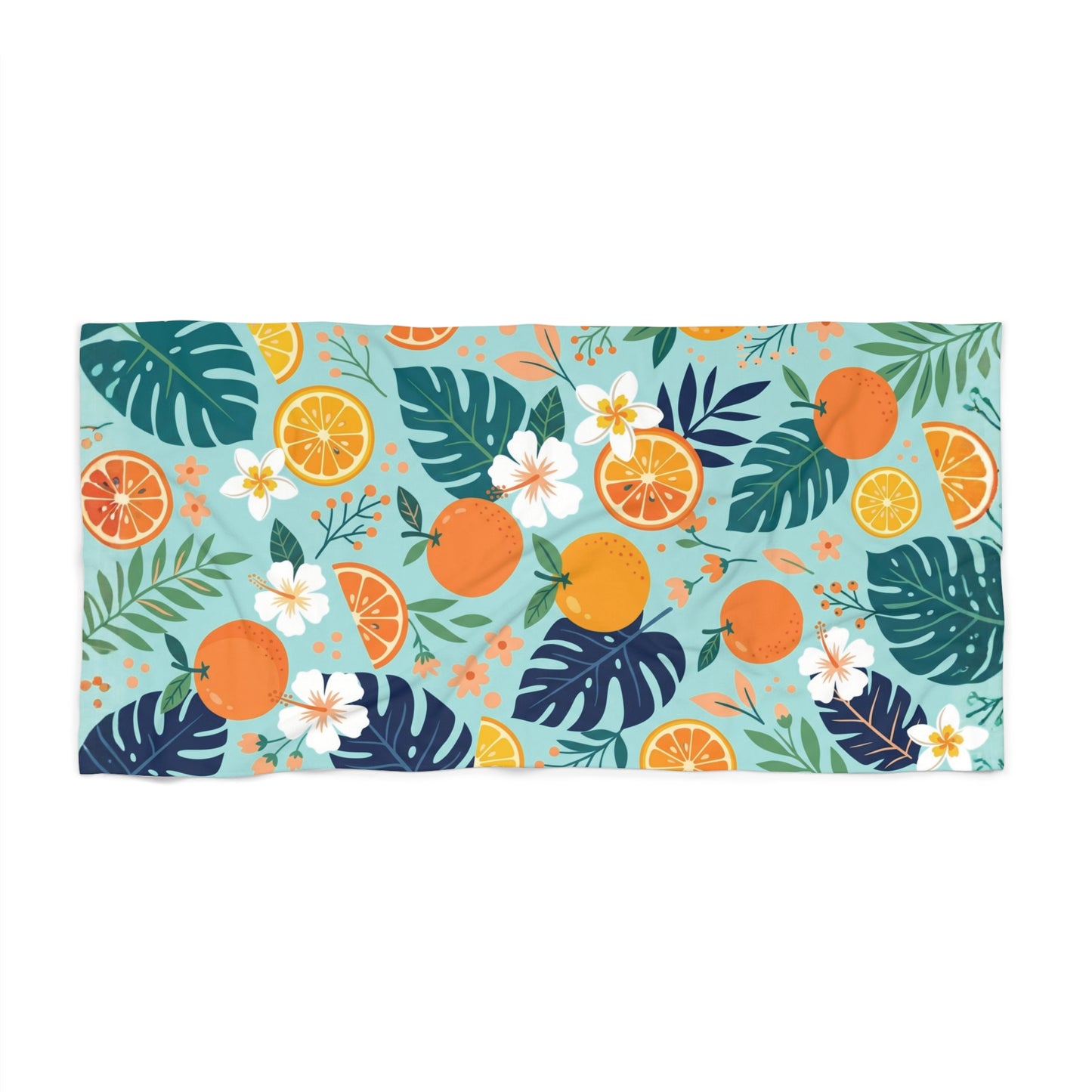 Tropical Orange Beach Towel — Citrus Floral Towel