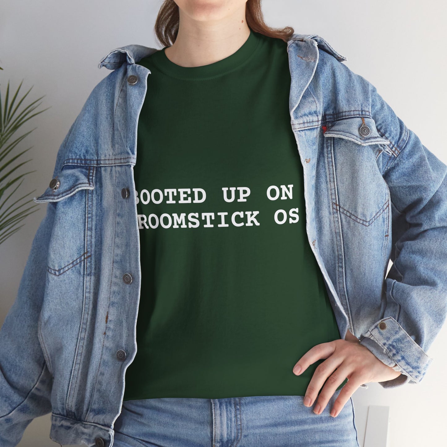 Broomstick OS Tee, Funny Graphic Tee for Tech Lovers, Unisex Cotton T-Shirt