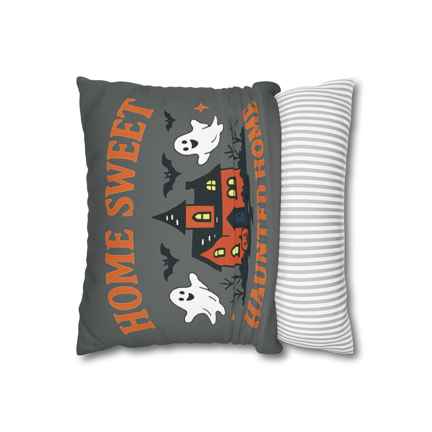 Halloween Themed Square Pillowcase, Home Sweet Haunted Home Decor