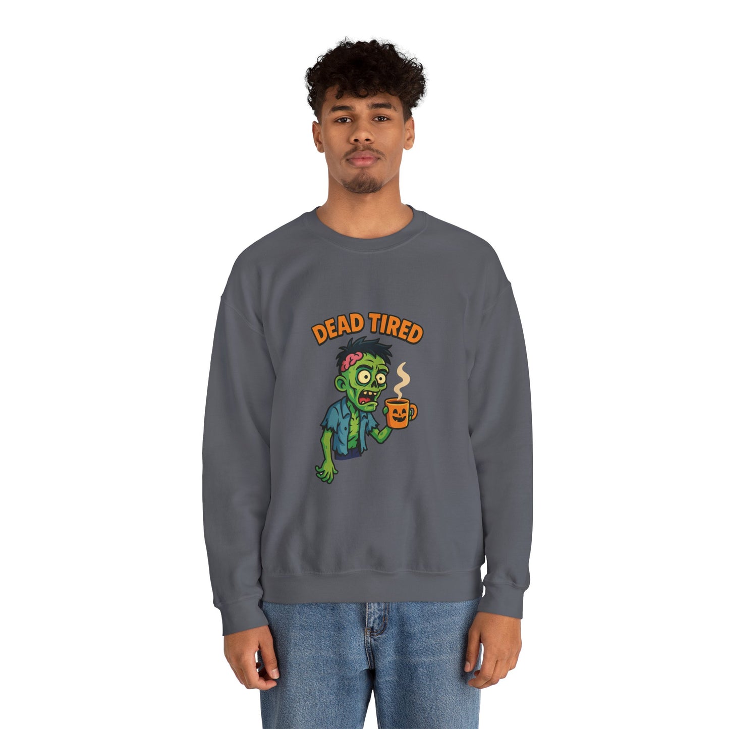 Dead Tired Zombie Sweatshirt, Funny Halloween Crewneck, Spooky Season Apparel