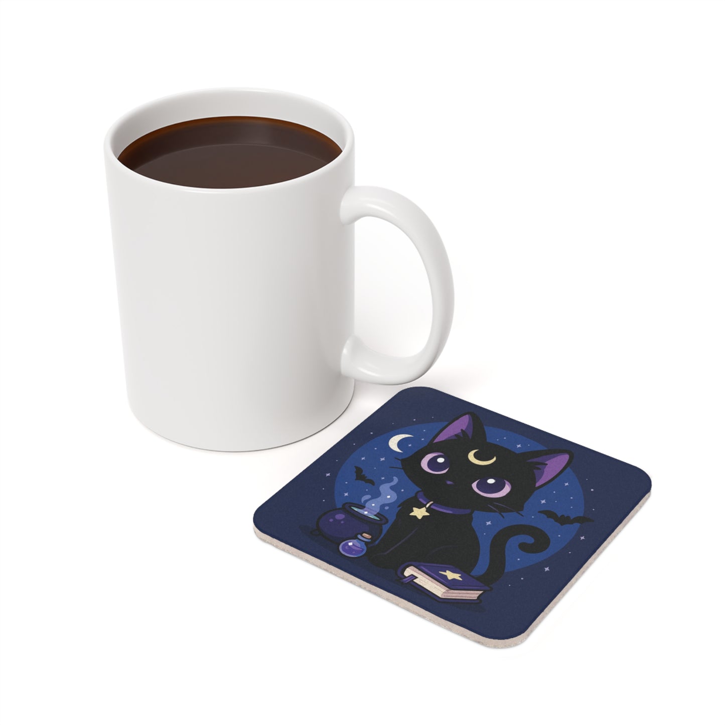 Mystical Black Cat Coaster, Halloween Decor