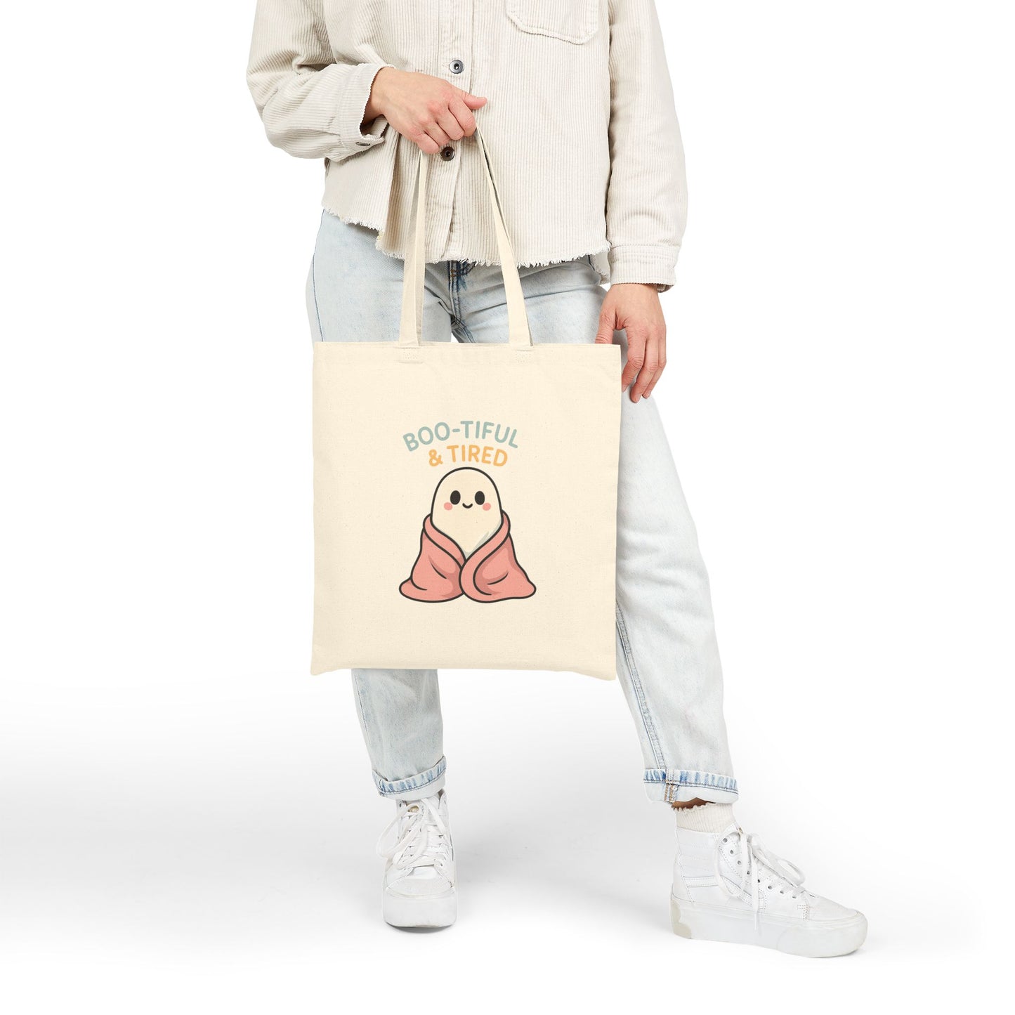 Boo-tiful & Tired Halloween-Themed Tote Bag, Funny Canvas Bag