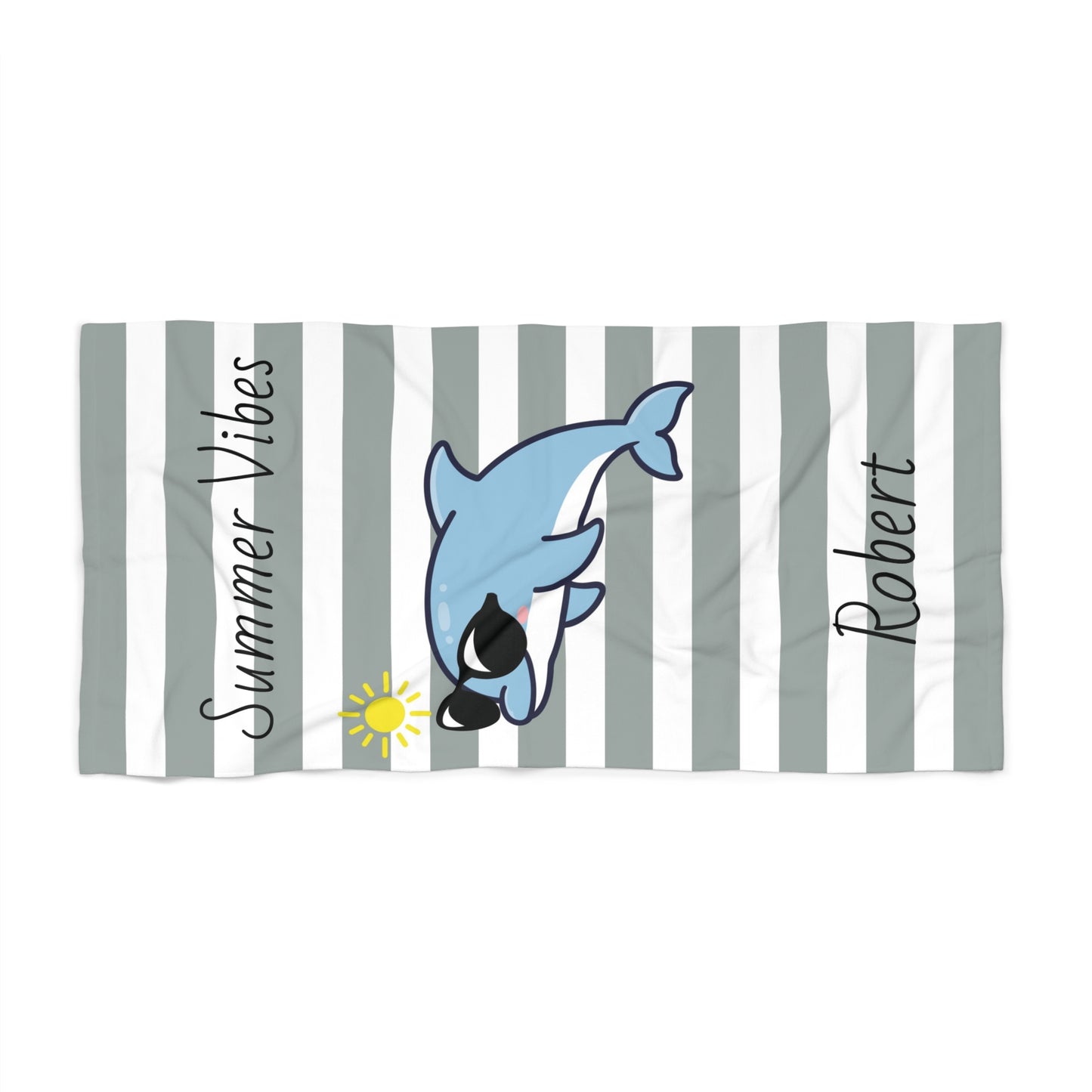 Personalized 'Summer Vibes' Dolphin Beach Towel