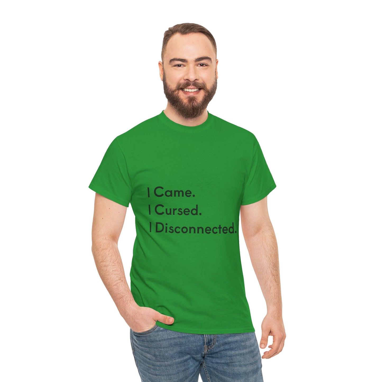 I Came I Cursed I Disconnected Unisex Heavy Cotton Tee, Funny Halloween T-Shirt