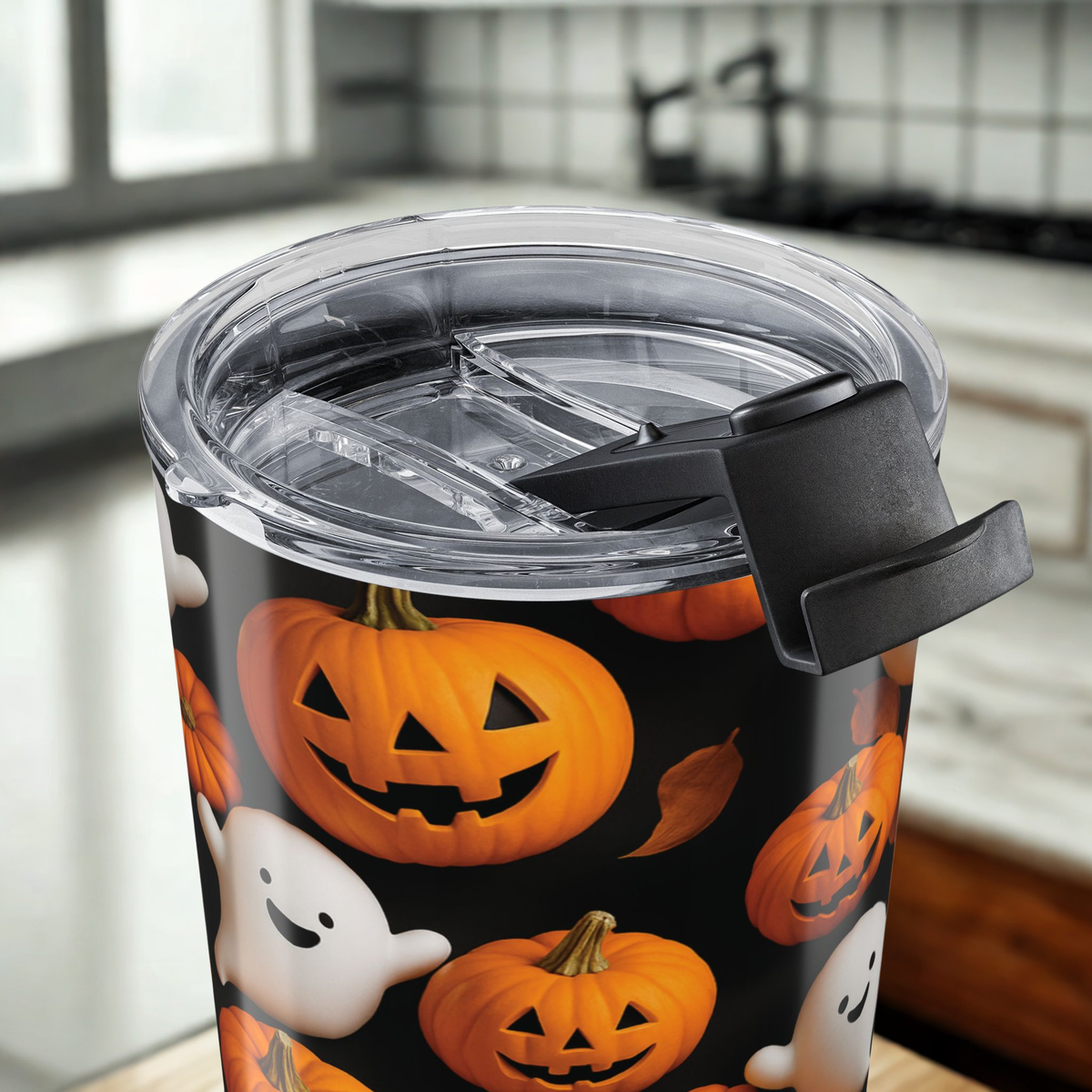 Halloween-Themed Tumbler, Spooky Coffee Cup, Halloween Party Decor