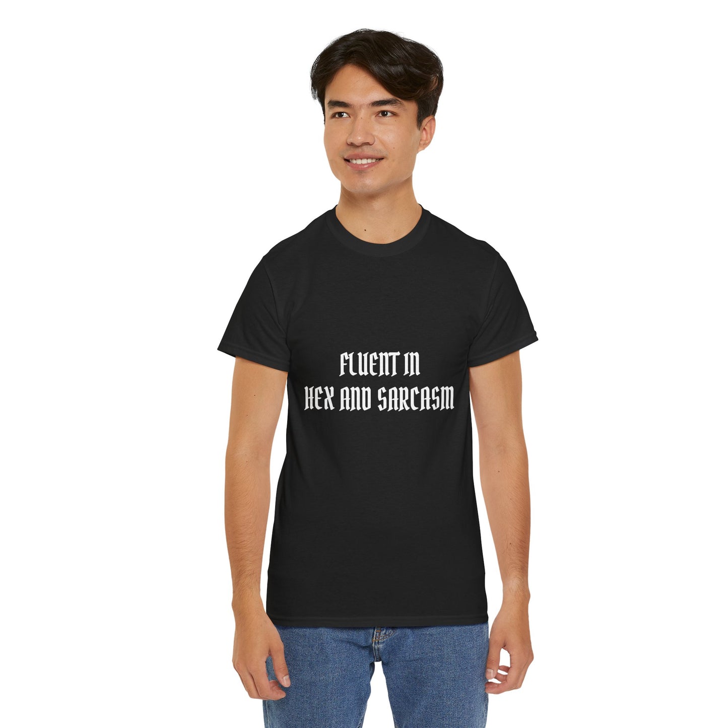 Fluent in Hex and Sarcasm Unisex Heavy Cotton Tee, Perfect for Geeky Humor Lovers, Halloween Apparel