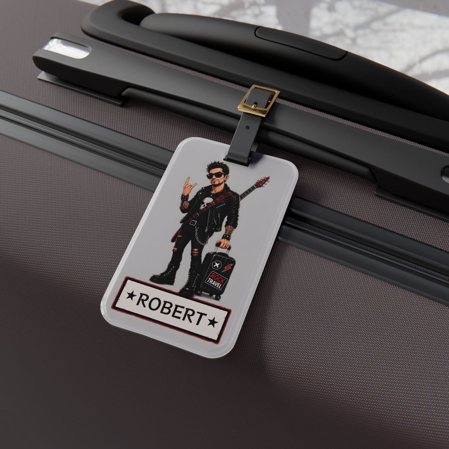 Rocker Design Personalized Luggage Tag — Custom Name Travel ID