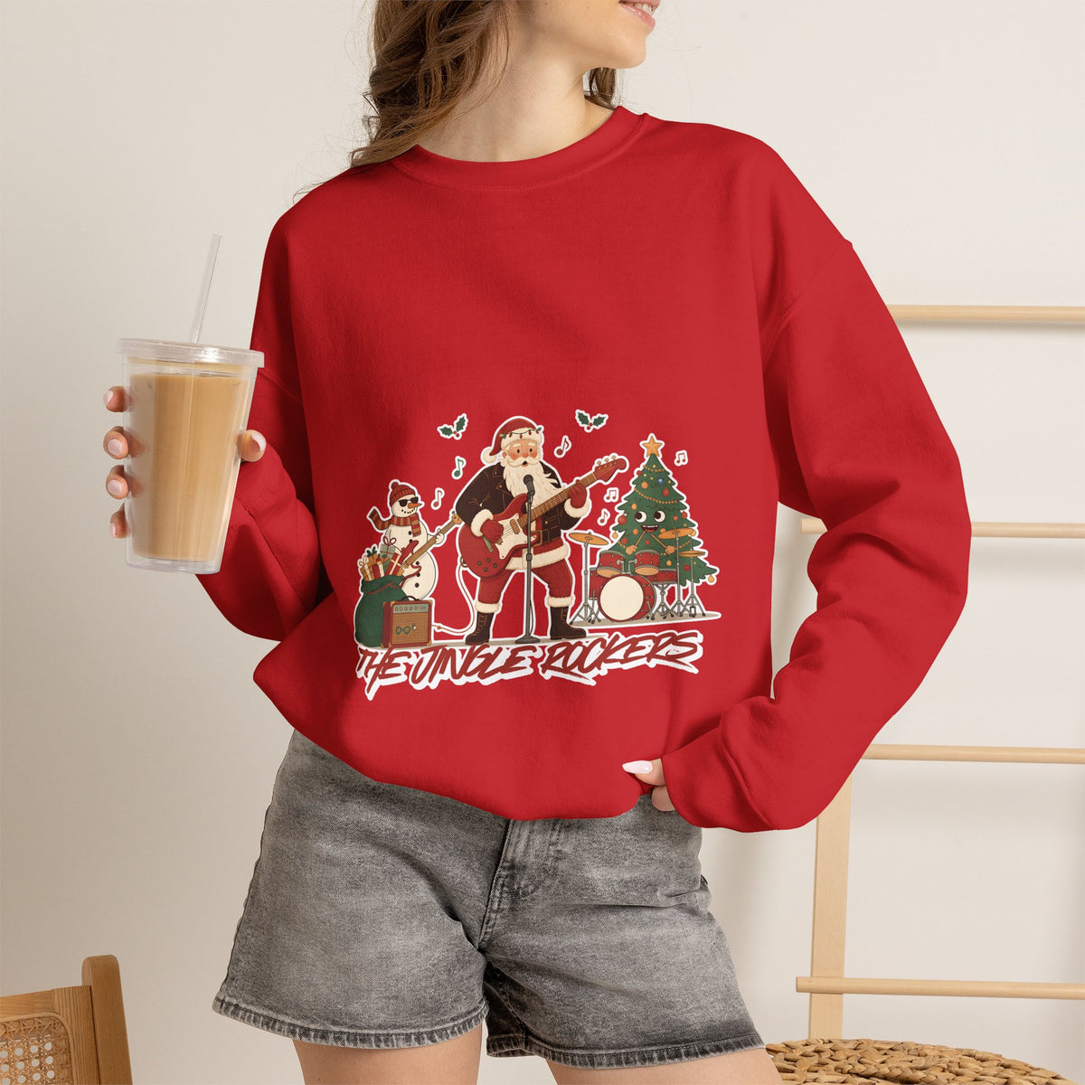 Funny Christmas Sweatshirt – "The Jingle Rockers" Holiday Band Crewneck