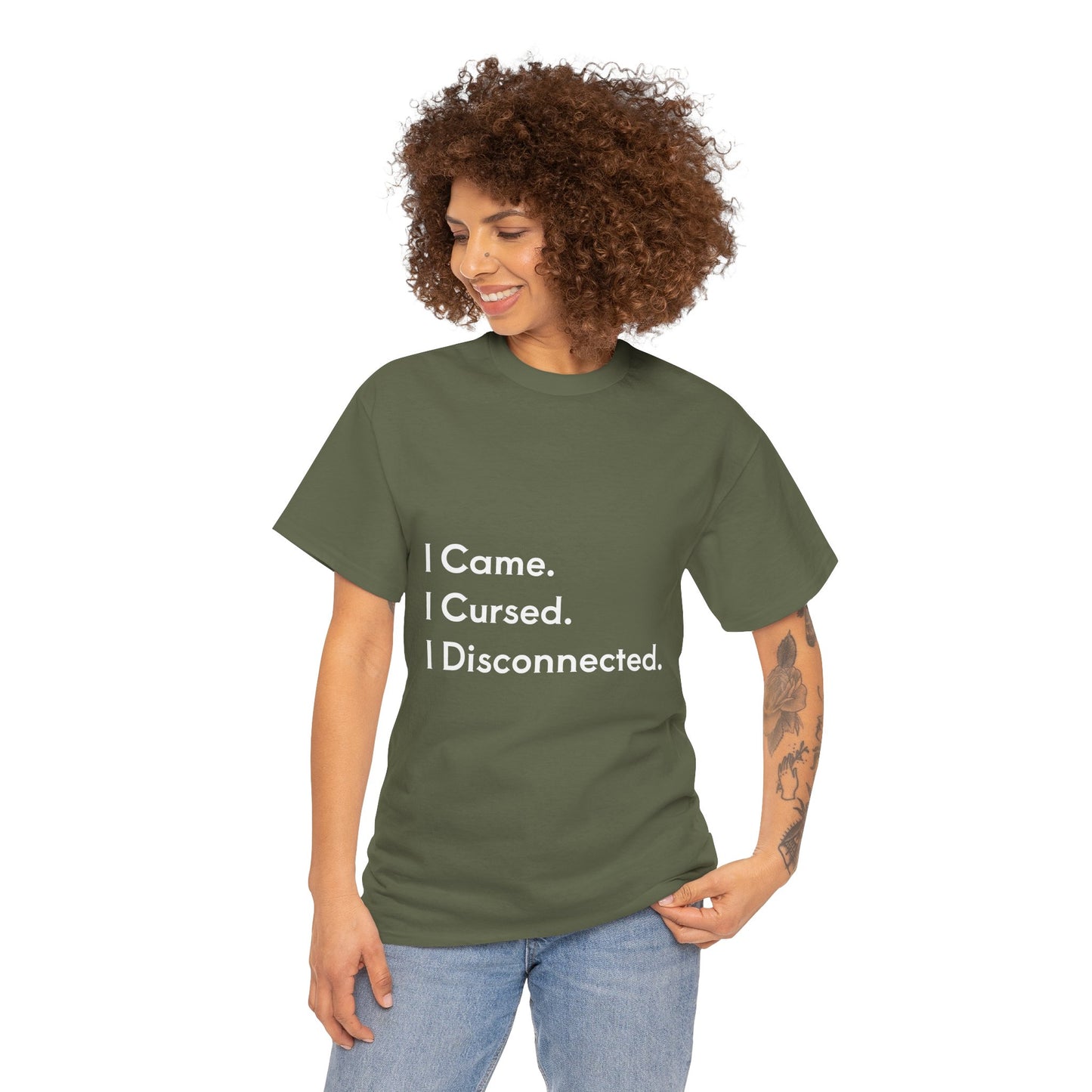 I Came I Cursed I Disconnected Unisex Heavy Cotton Tee, Funny Halloween T-Shirt