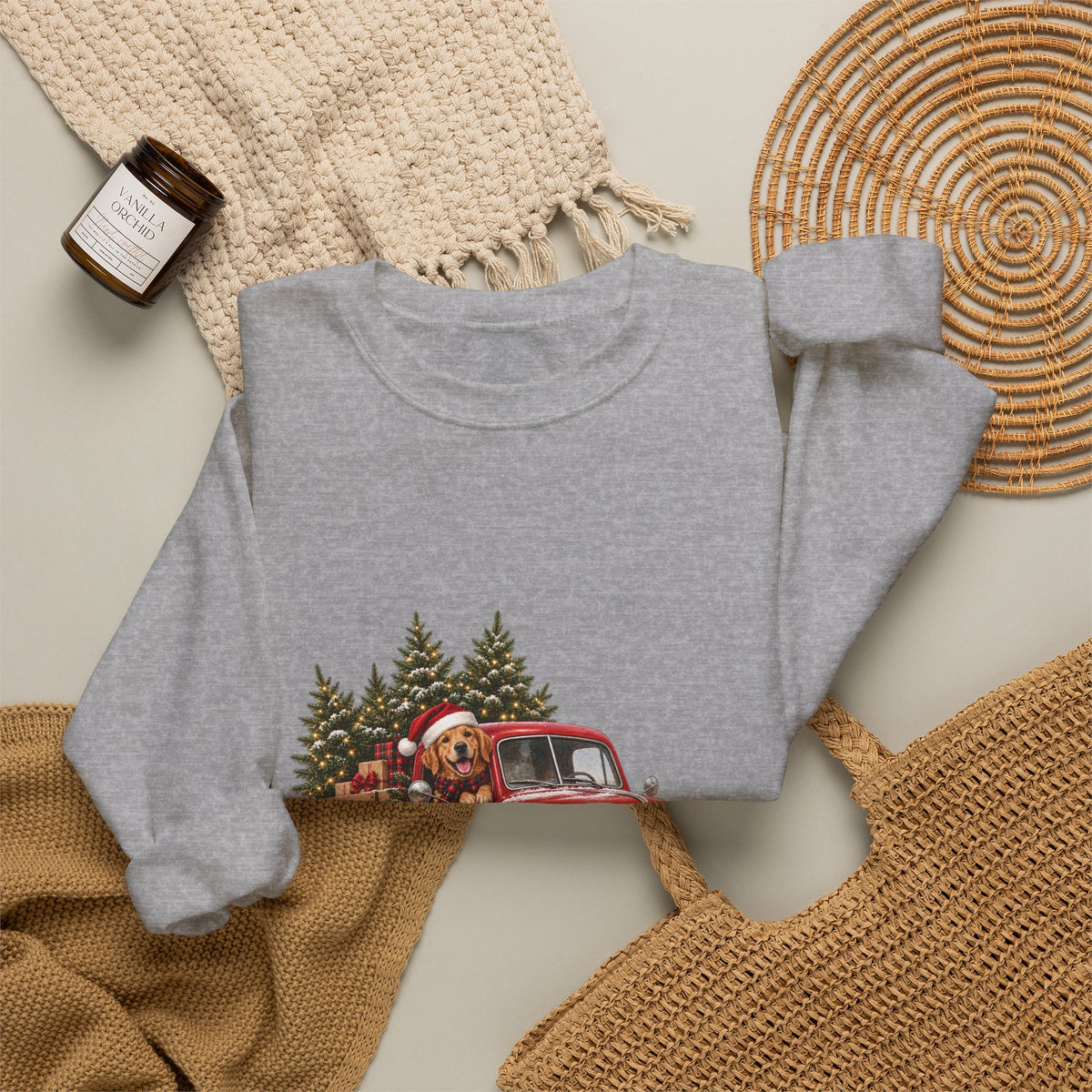 Vintage Red Truck Christmas Sweatshirt, Unisex Sweatshirt