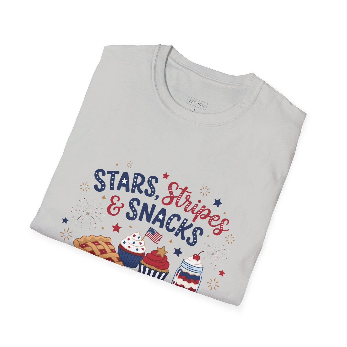 Stars, Stripes & Snacks T-Shirt — 4th of July Patriotic Dessert Tee