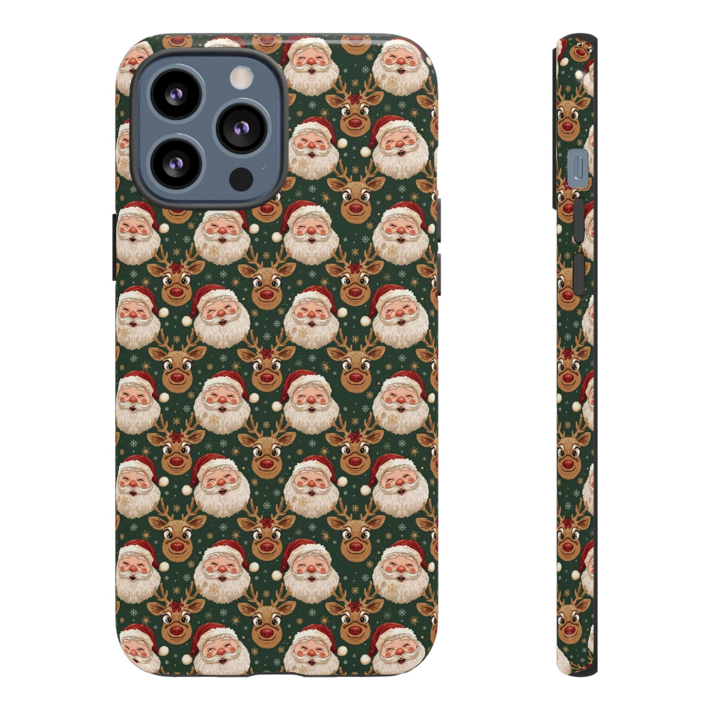 Christmas Santa-Reindeer Phone Case, Dual Layer Phone Case for Iphone 17, 16, 15, 14, 13, 12, 11 & Samsung
