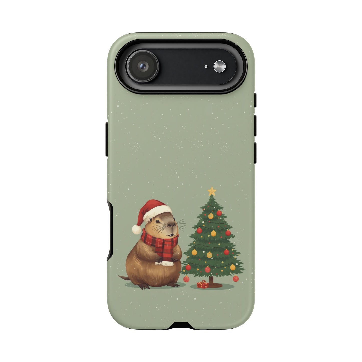 Christmas Phone Case with Capybara Design, Dual Layer Protective Case for Iphone 17, 16, 15, 14, 13 & Samsung
