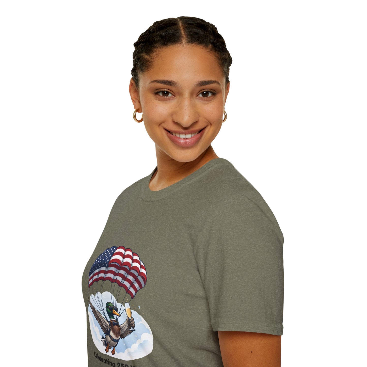 Duck Parachute T-Shirt – Celebrating 250 Years Patriotic Graphic Tee