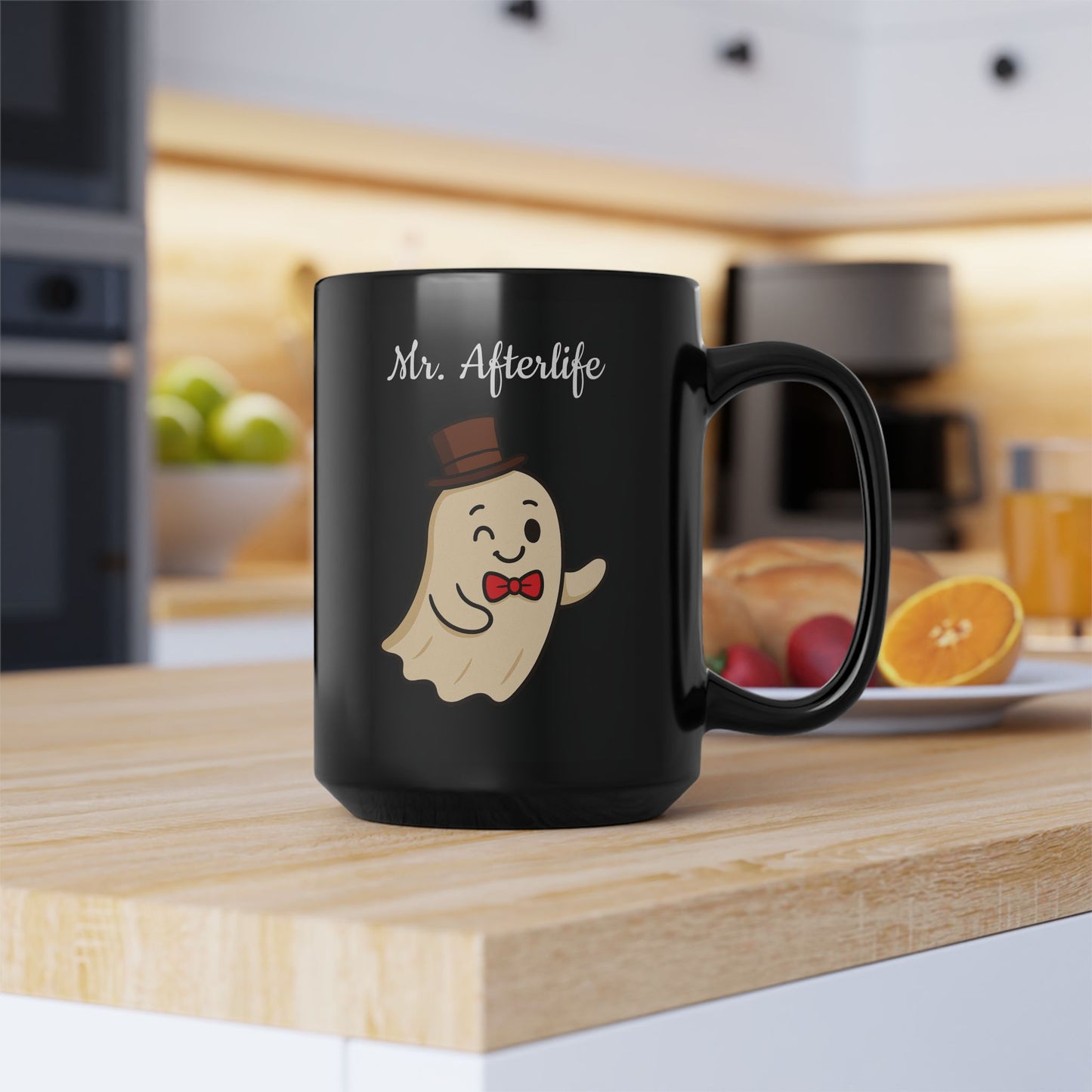Cute Ghost Coffee Mug - Mr. Afterlife, Halloween Gift, Funny Mug, Spooky Decor, Unique Present, Cute Ghost Design