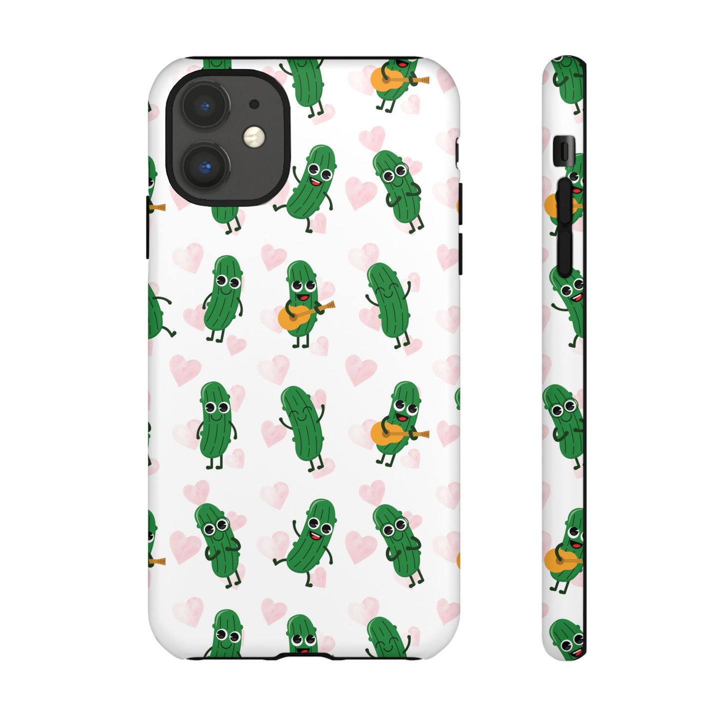 Pickle Pattern Phone Case — Cute Dancing Pickles with Hearts