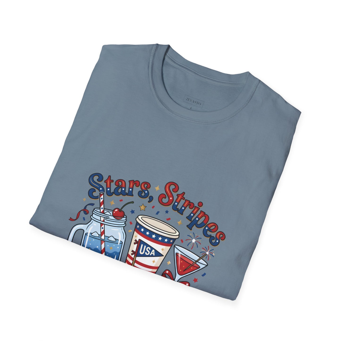Patriotic "Stars, Stripes & Sips" T-Shirt