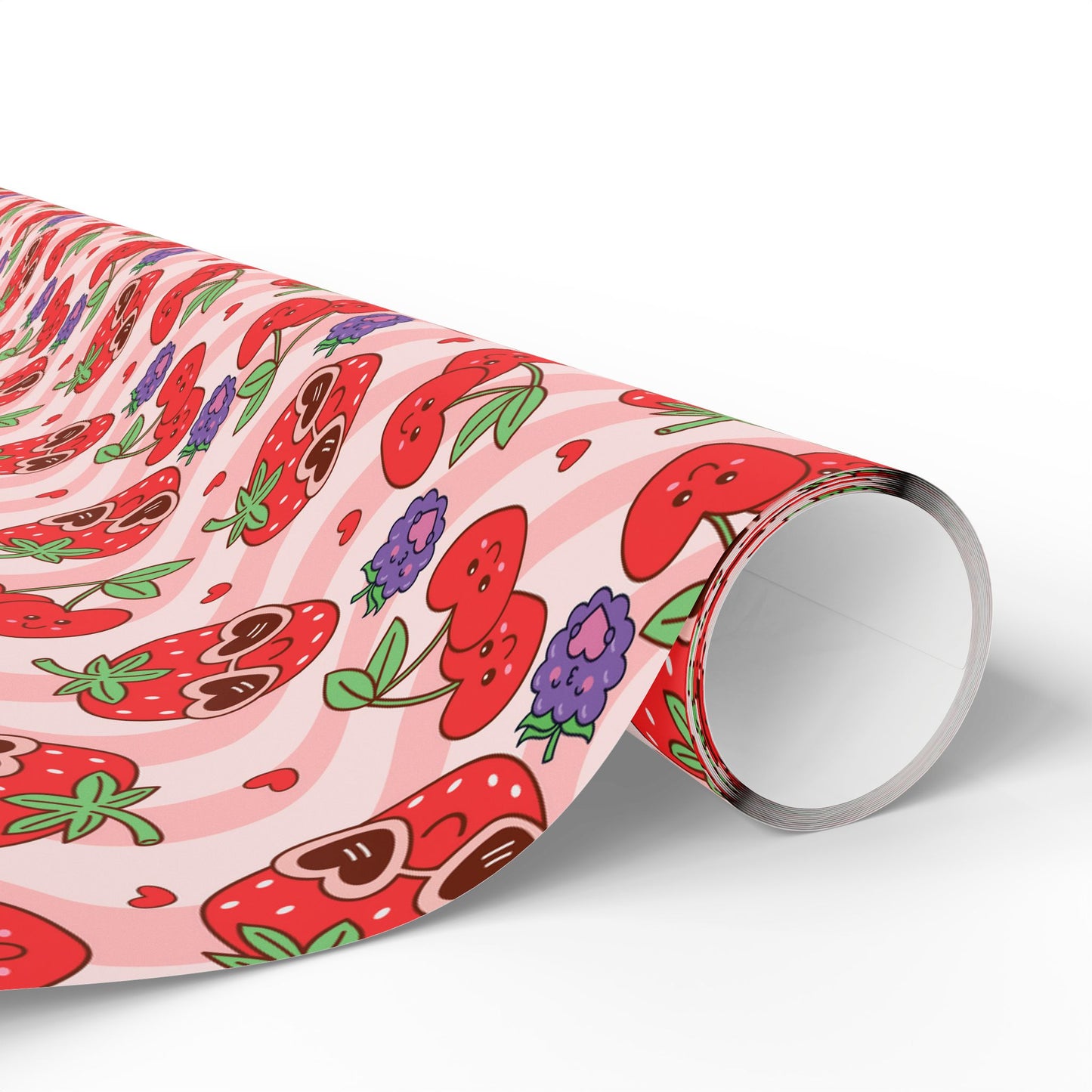 Strawberry Hearts Wrapping Paper Roll — Cute Valentine & Birthday Gift Wrap
