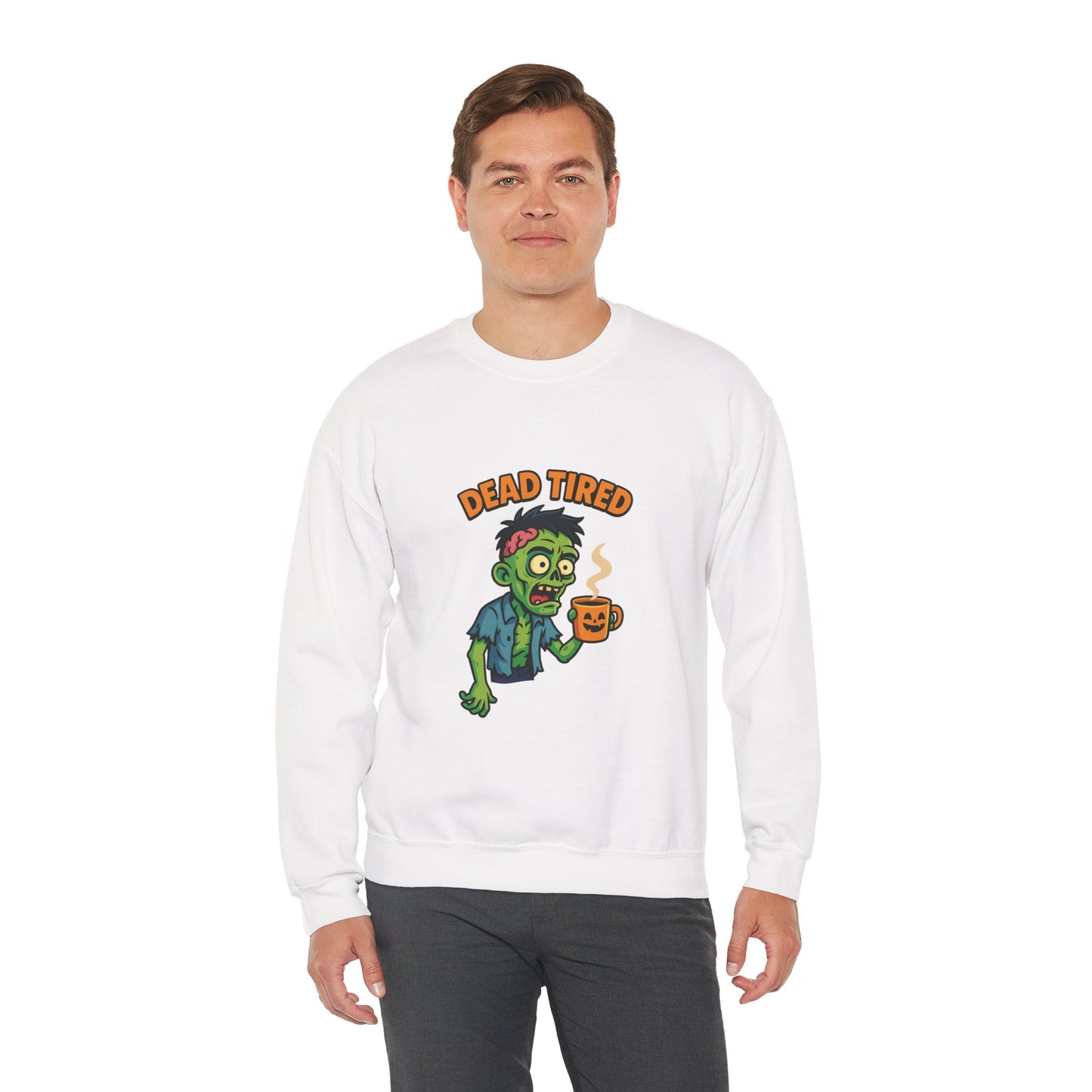 Dead Tired Zombie Sweatshirt, Funny Halloween Crewneck, Spooky Season Apparel