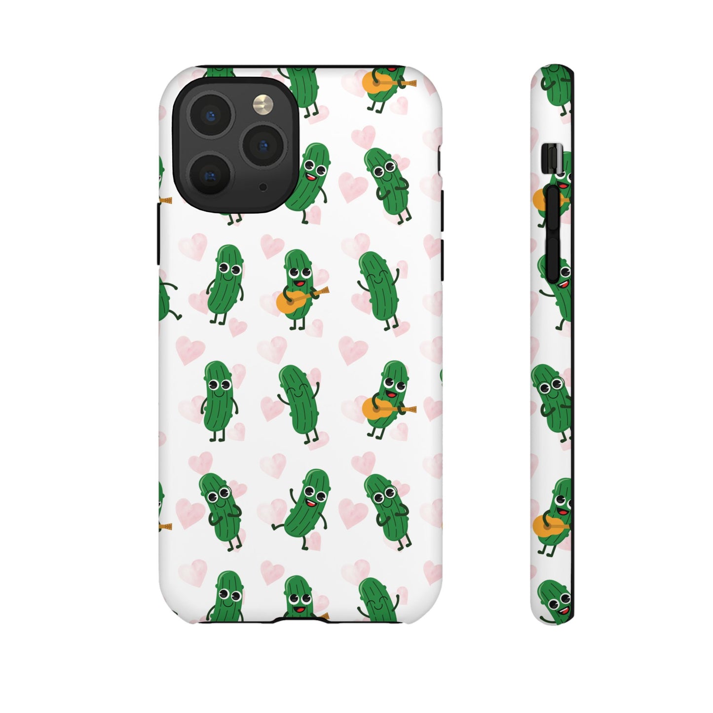 Pickle Pattern Phone Case — Cute Dancing Pickles with Hearts
