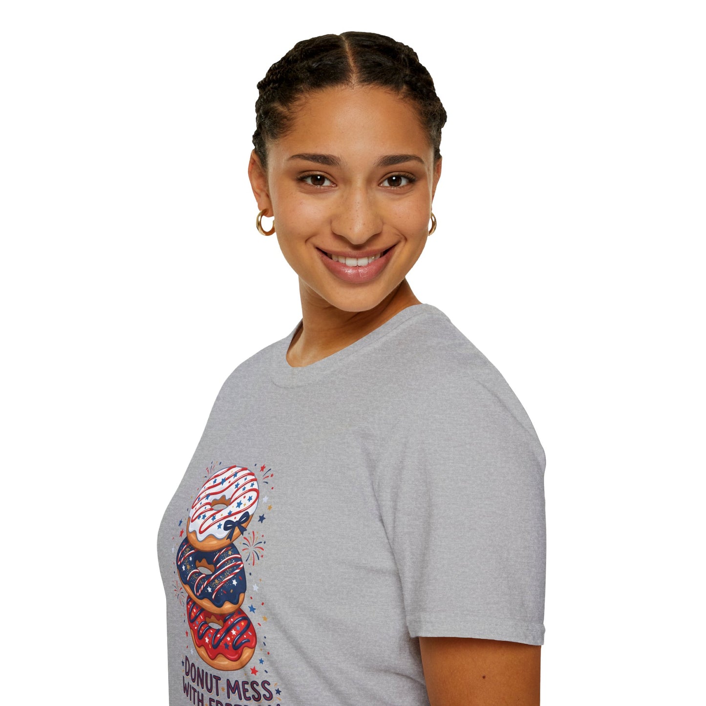 Donut Mess With Freedom T-Shirt — Patriotic Donut Stack 4th of July Tee