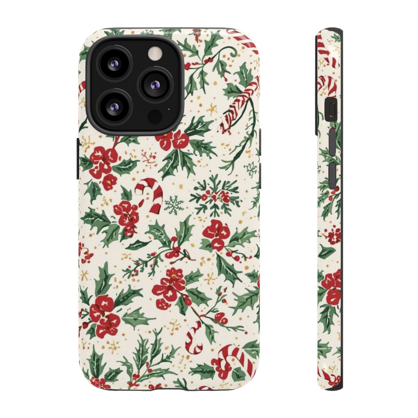 Christmas Themed Phone Case, Festive Floral Dual Layer Phone Case for Iphone 17, 16, 15, 14, 13, 12, 11 & Samsung