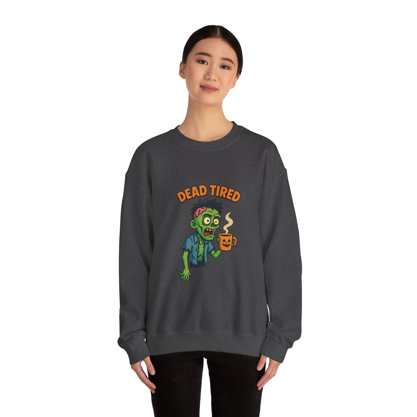 Dead Tired Zombie Sweatshirt, Funny Halloween Crewneck, Spooky Season Apparel