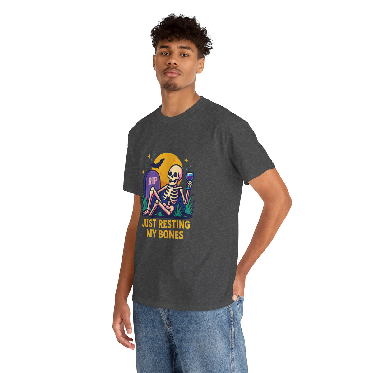 Skeleton Tee - Just Resting My Bones, Unisex Halloween Shirt