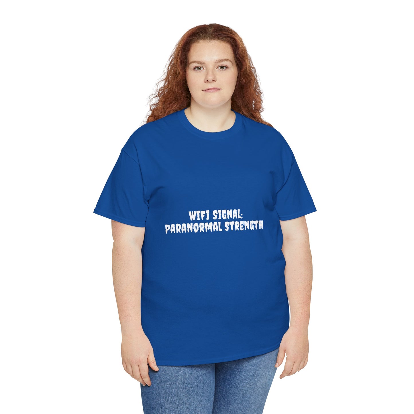 Paranormal Strength Tee, Unisex Heavy Cotton Tee, Funny Wifi Signal T-Shirt, Humor Apparel