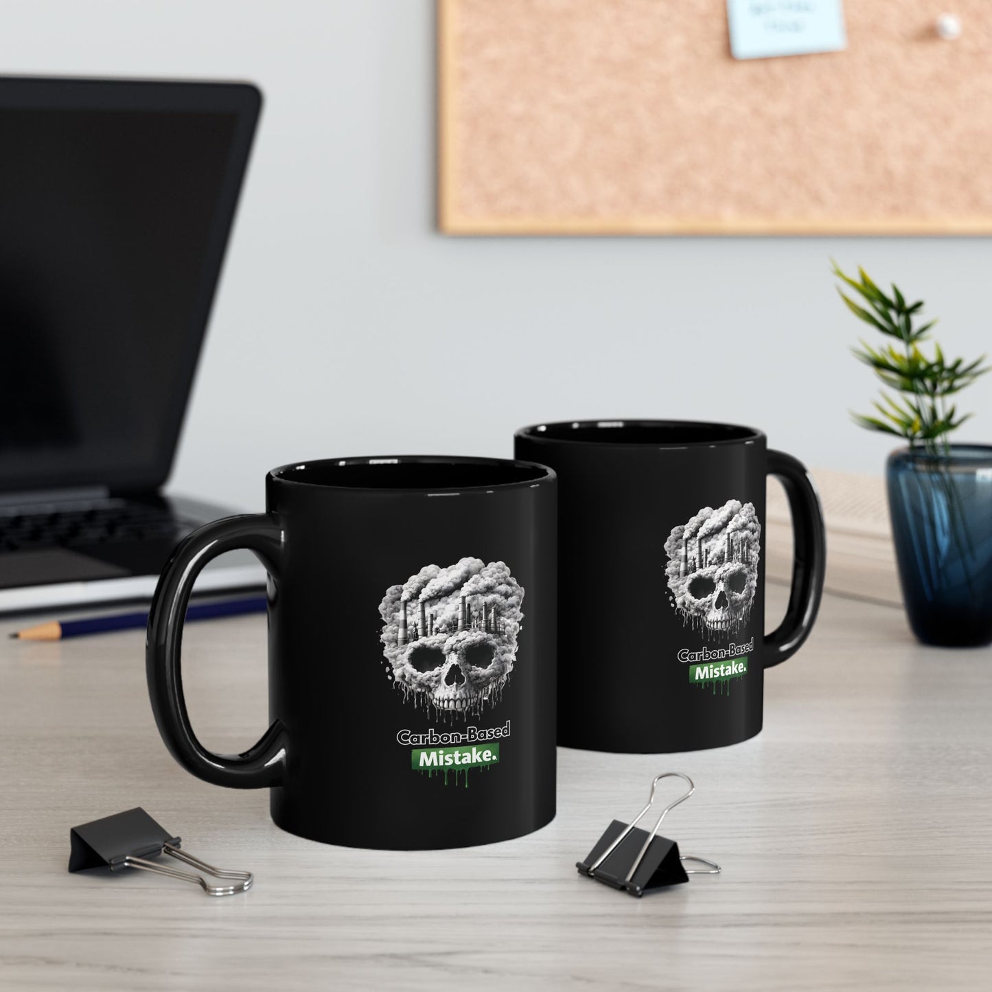 Carbon-Based Mistake Black Mug – Dark Aesthetic Coffee Cup | Gothic Eco Humor | Unique Statement Gift (11oz)