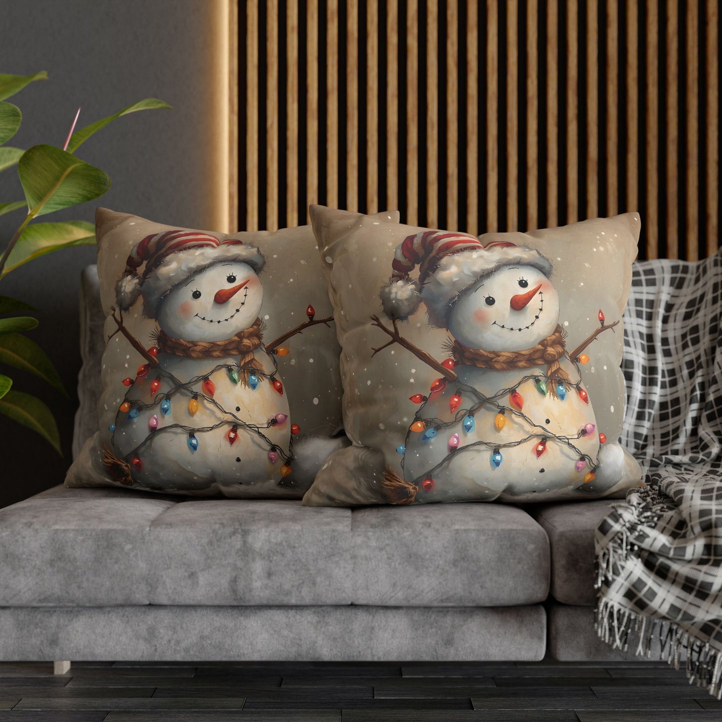 Festive Snowman Throw Pillowcase — Vintage Christmas Decorative Cushion Cover