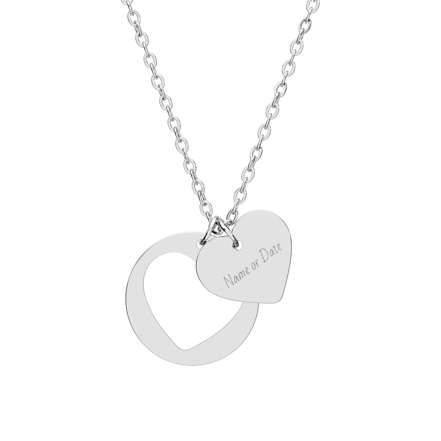 Engravable Heart Cutout Necklace - Personalized Love Pendant, Gift for Valentines Day | Mothers Day