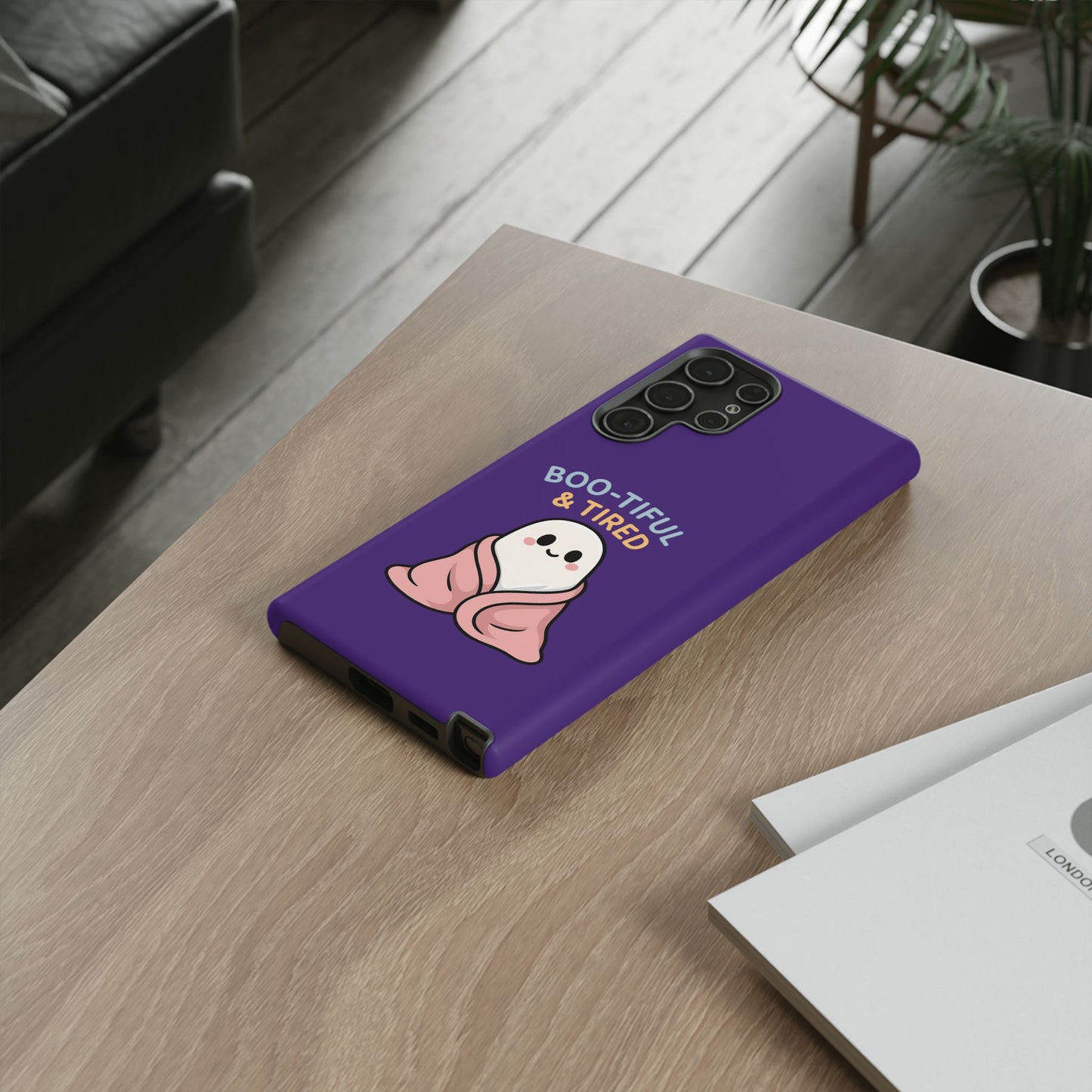 Boo-Tiful & Tired Phone Case, Halloween-Themed Design