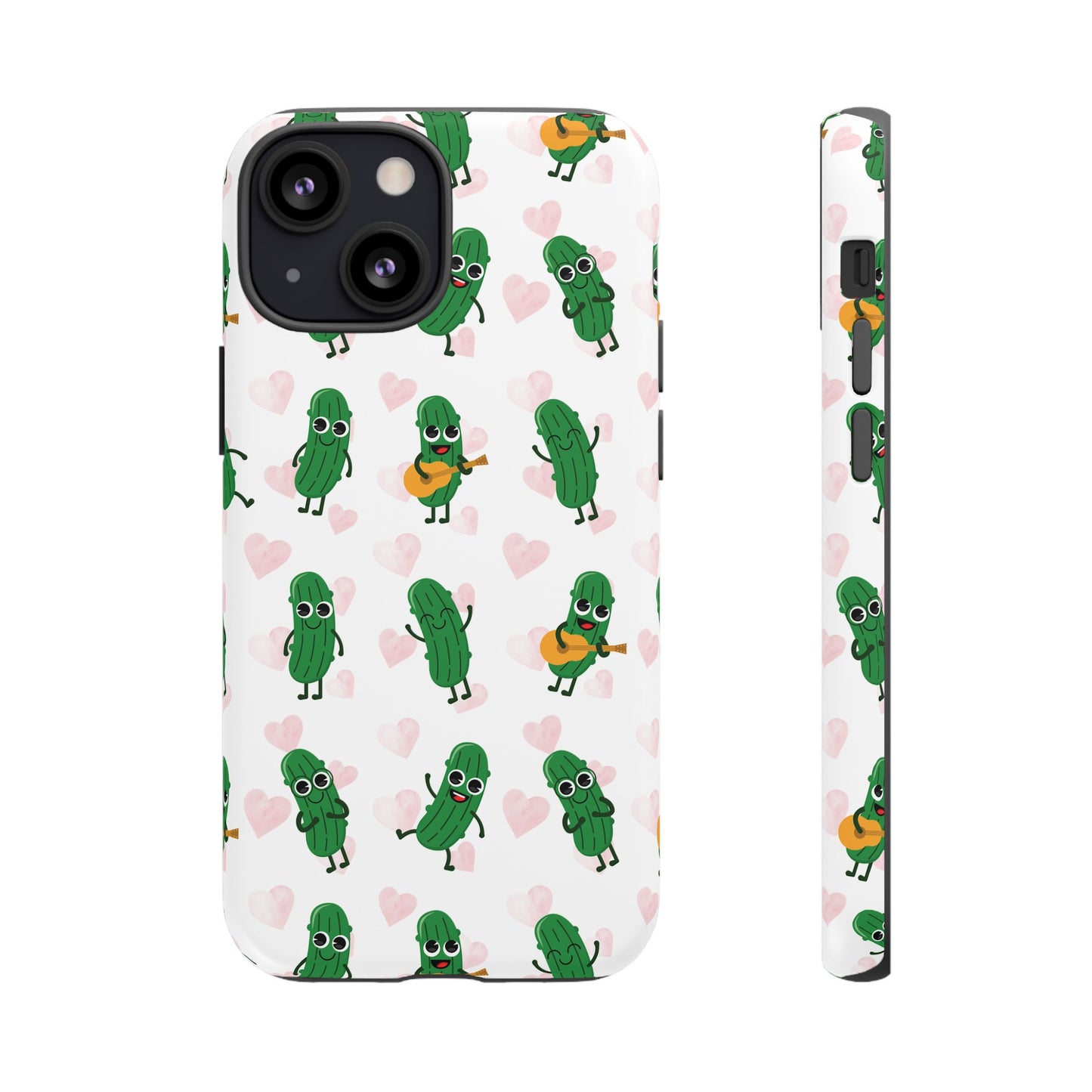 Pickle Pattern Phone Case — Cute Dancing Pickles with Hearts