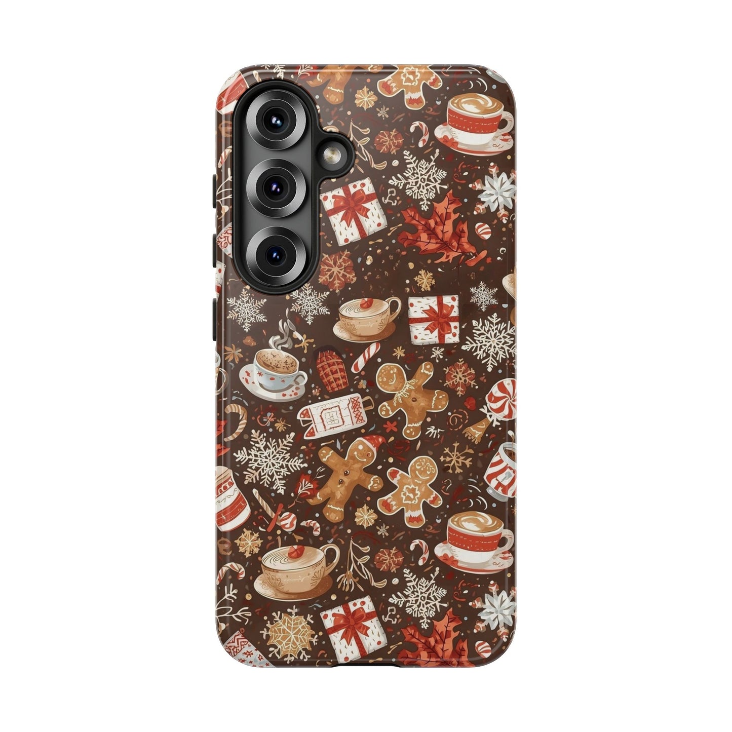 Christmas Phone Case, Festive Holiday Phone Case with Gingerbread and Cocoa Design for Iphone 17, 16, 15, 14, 13, 12, 11 & Samsung