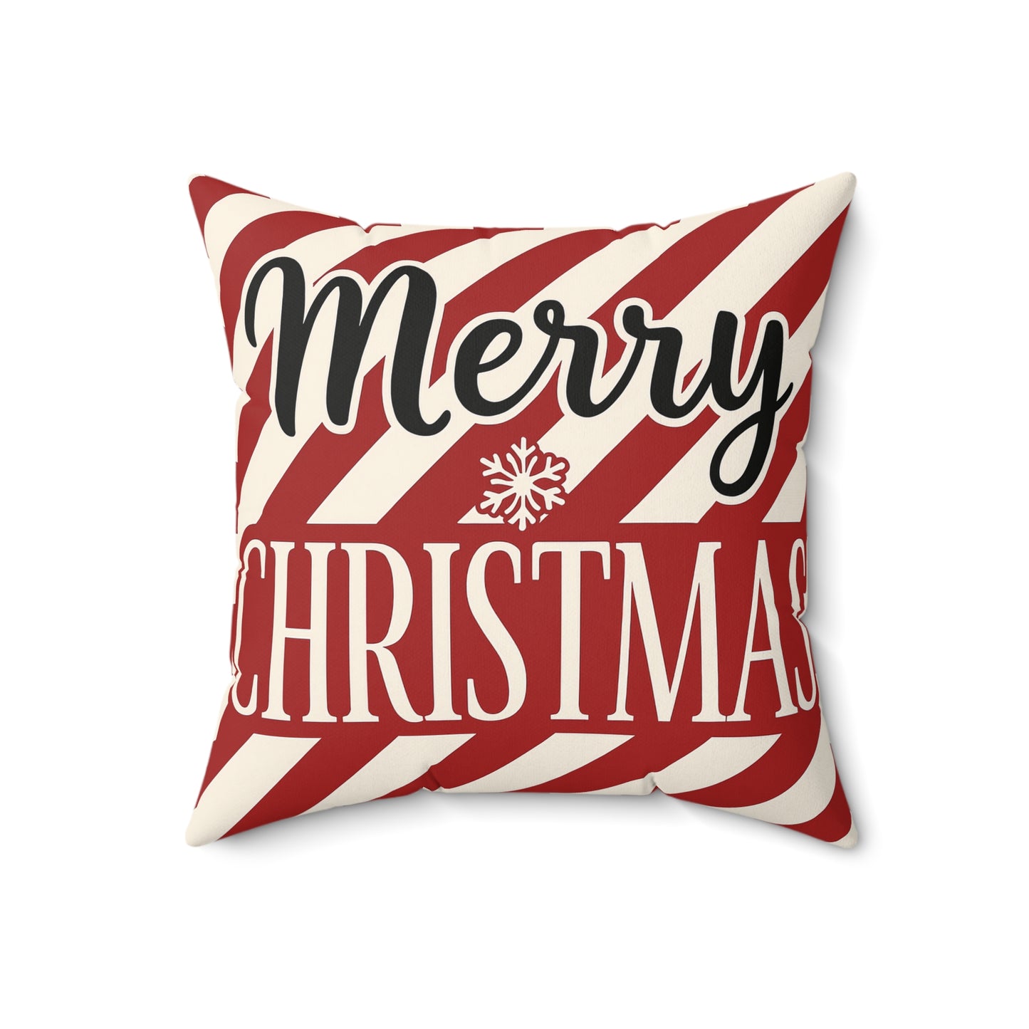 Merry Christmas Candy-Stripe Throw Pillow, Festive Christmas Decor