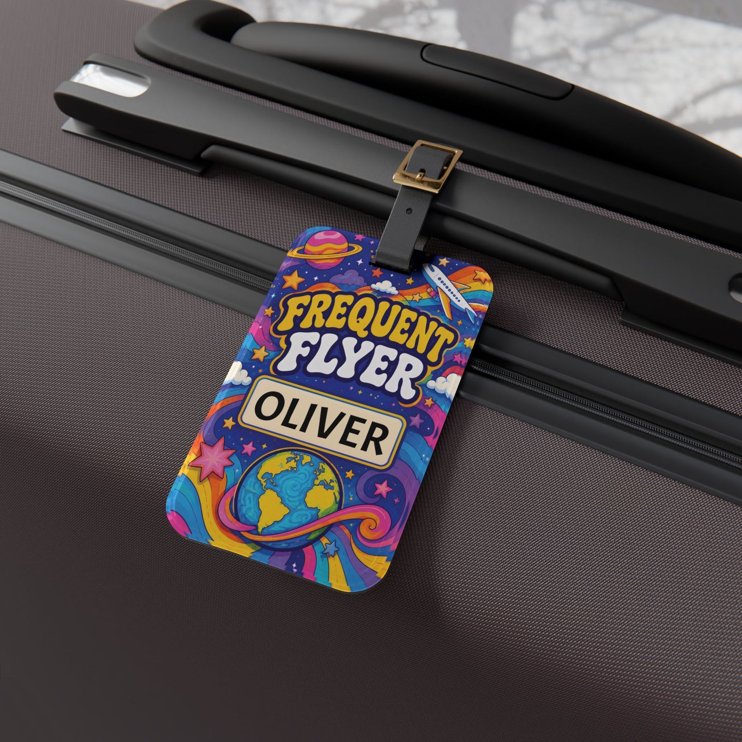 Frequent Flyer Luggage Tag — Personalized Travel Tag, Custom Name ID Tag