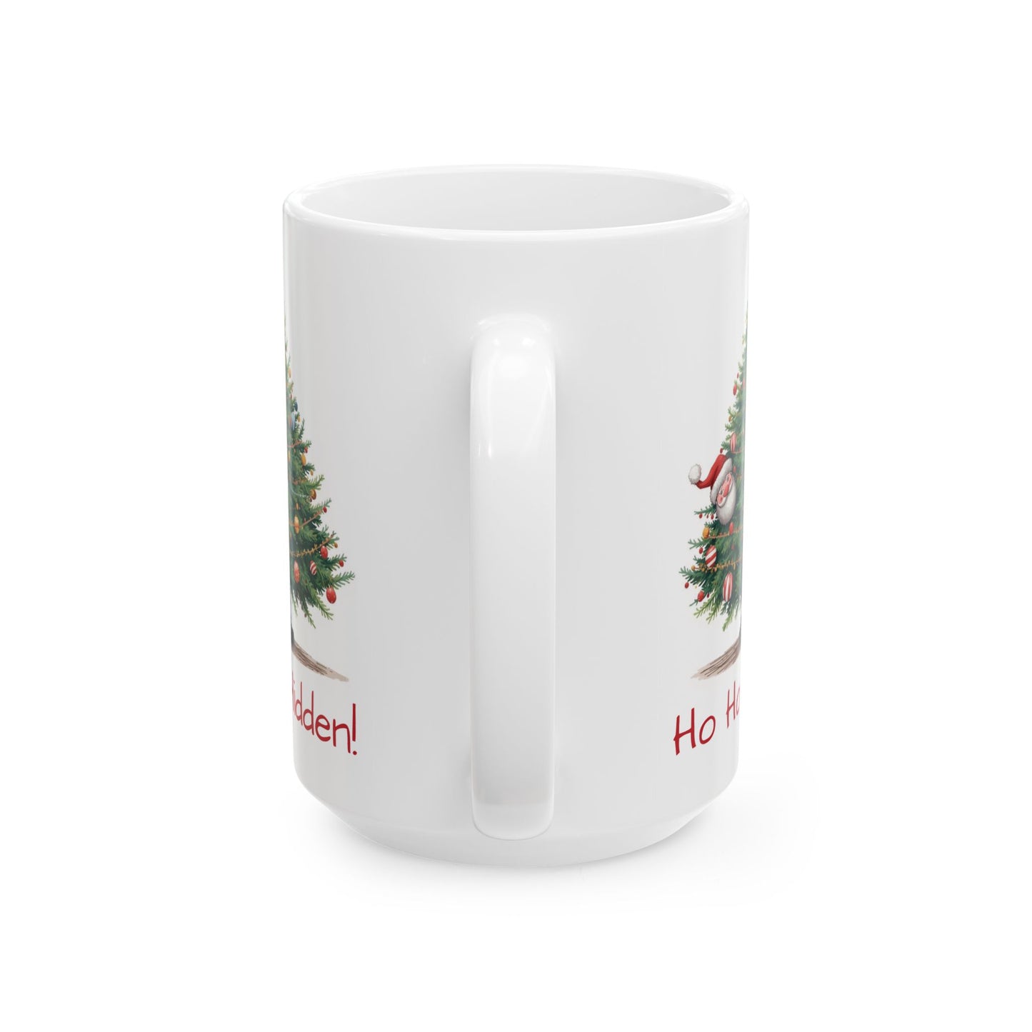 Christmas Tree Ceramic Mug - "Ho Ho Hidden!" Holiday Coffee Cup