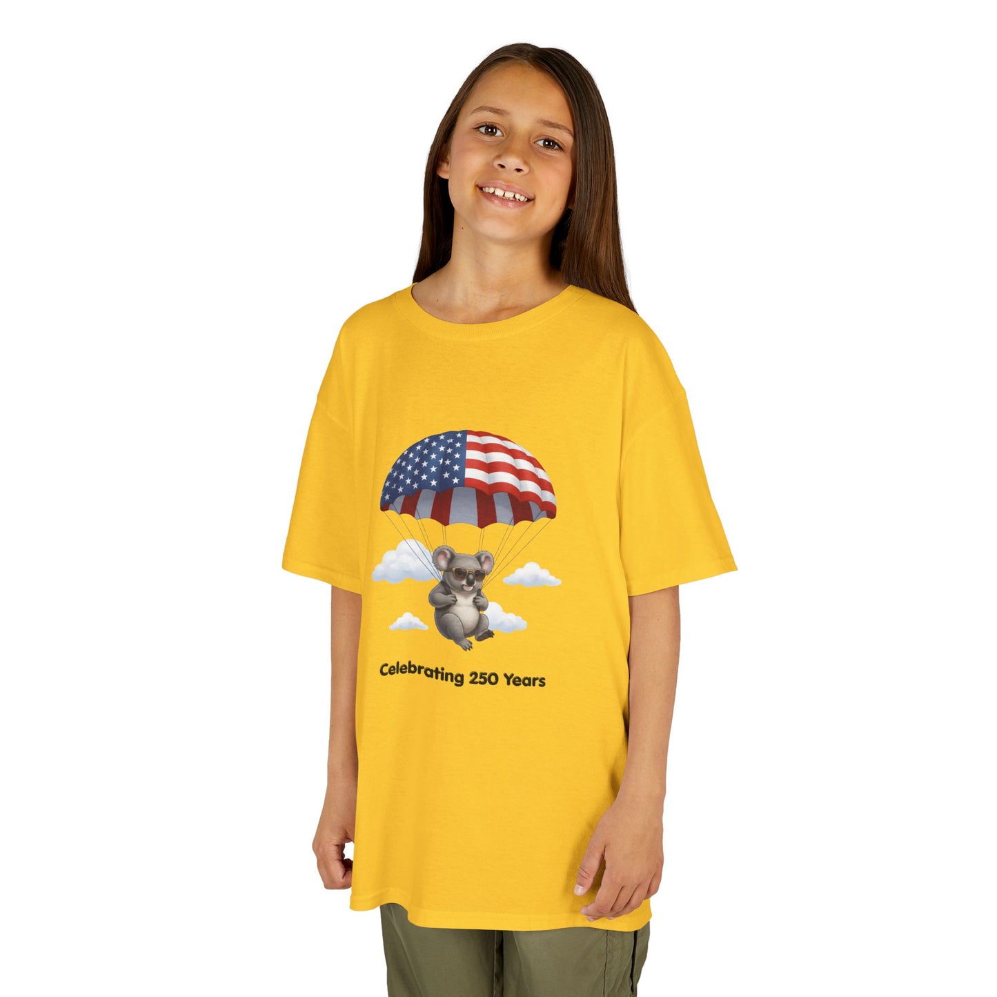 Kids Tee — Patriotic Koala Design, "Celebrating 250 Years"