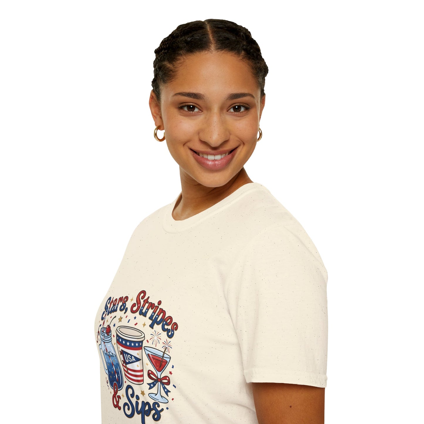 Patriotic "Stars, Stripes & Sips" T-Shirt