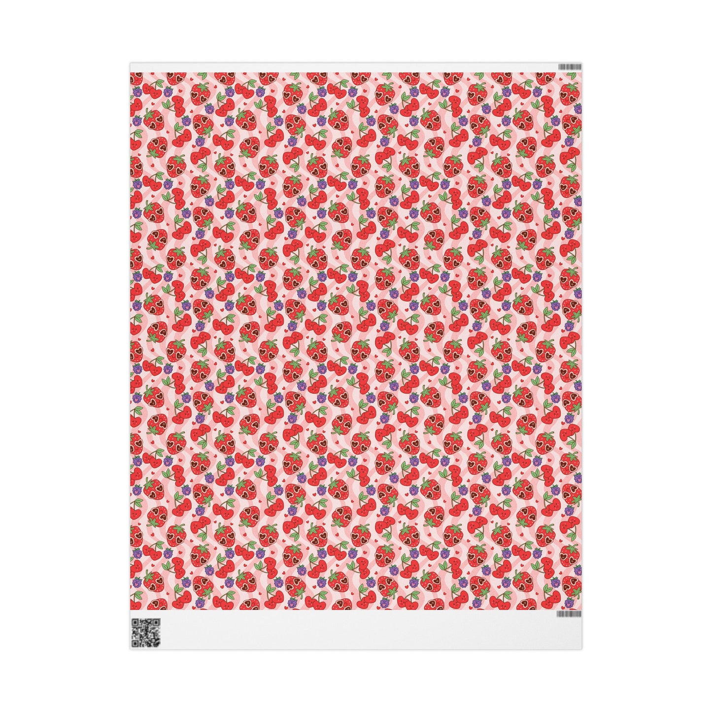 Strawberry Hearts Wrapping Paper Roll — Cute Valentine & Birthday Gift Wrap