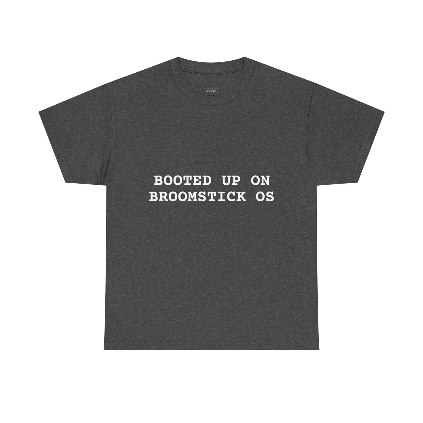 Broomstick OS Tee, Funny Graphic Tee for Tech Lovers, Unisex Cotton T-Shirt