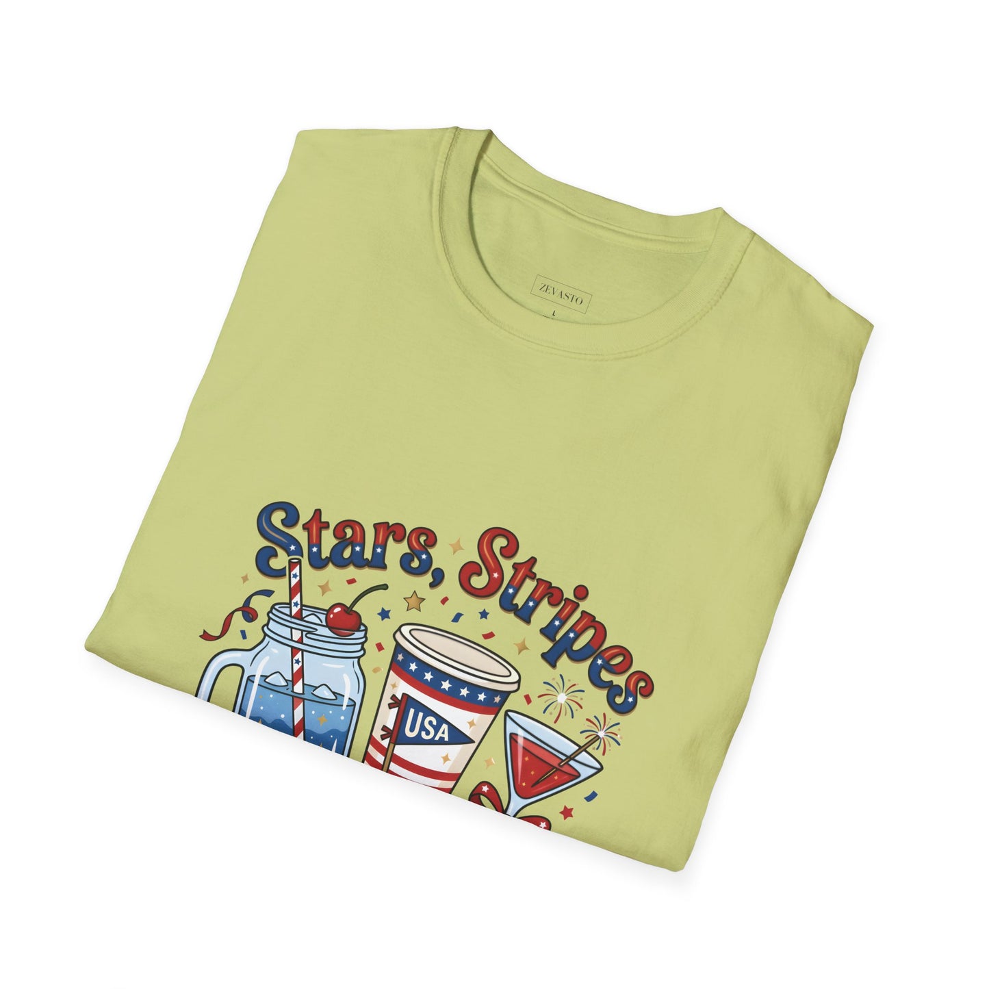 Patriotic "Stars, Stripes & Sips" T-Shirt