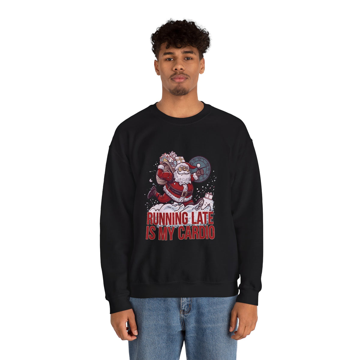 Santa Cardio Sweatshirt - Holiday Funny Gift, Christmas Apparel, Unisex Crewneck, Santa Workout