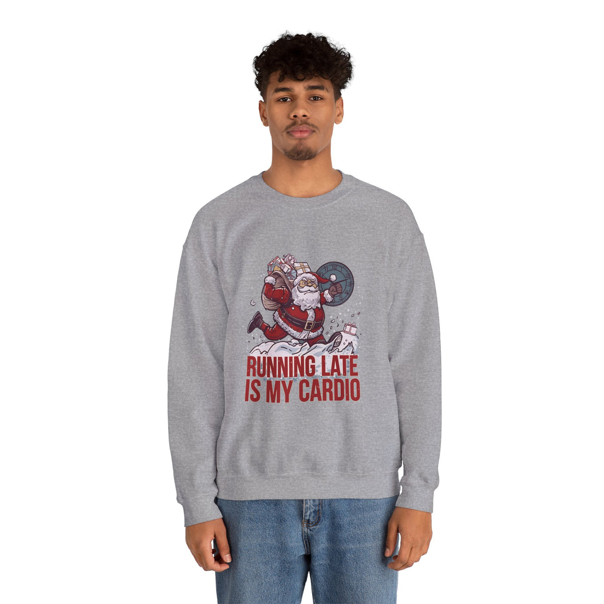 Santa Cardio Sweatshirt - Holiday Funny Gift, Christmas Apparel, Unisex Crewneck, Santa Workout