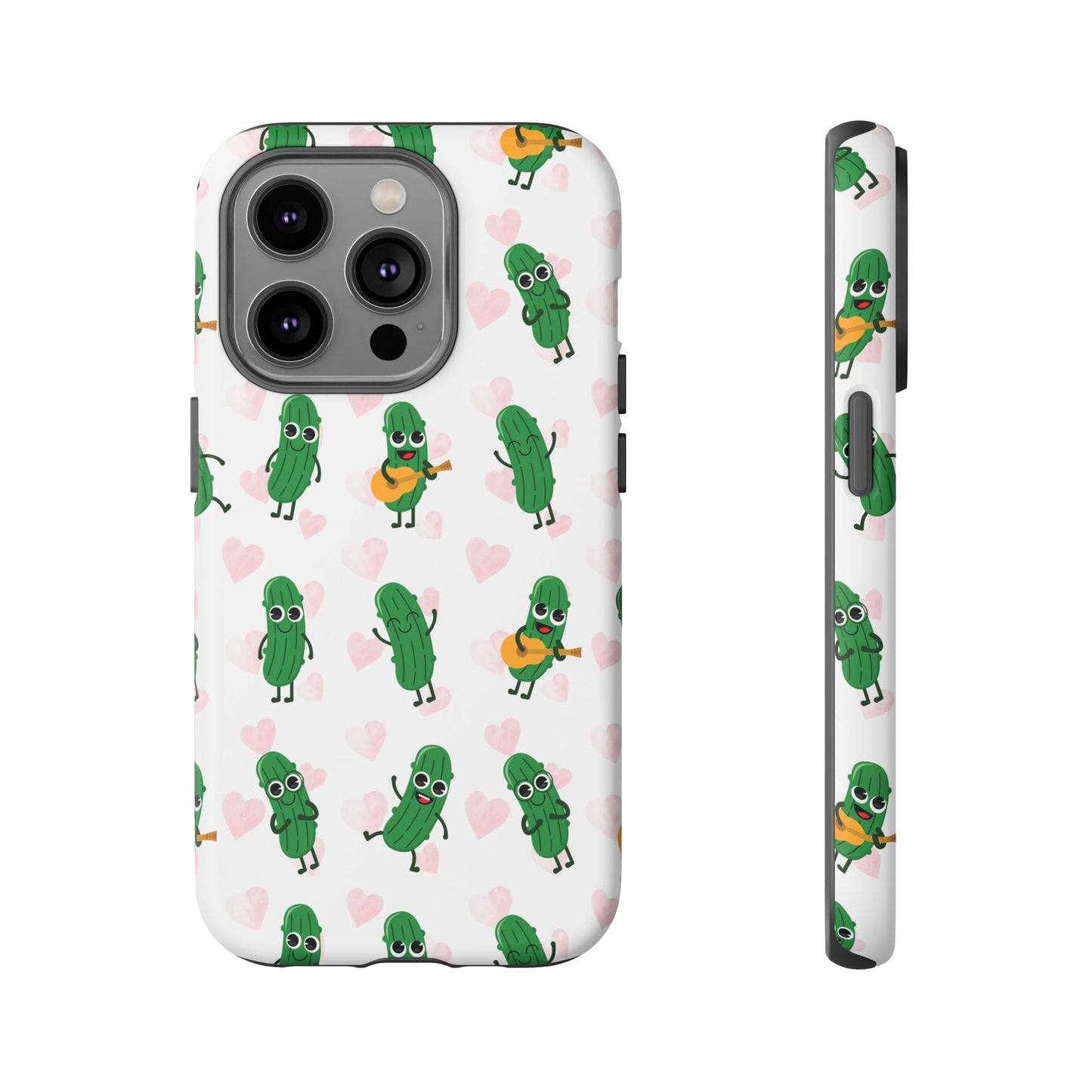 Pickle Pattern Phone Case — Cute Dancing Pickles with Hearts